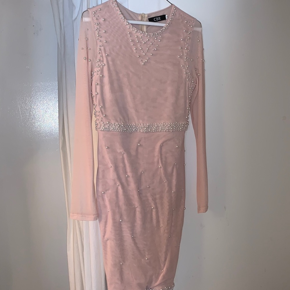 Very light pink / skin tone beaded dress